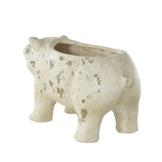17" Light Brown Distressed Pig Planter {8}