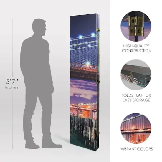American Art Decor&trade; 6ft. Double-Sided 4-Panel Brooklyn Bridge Canvas Portable Privacy Screen {7}