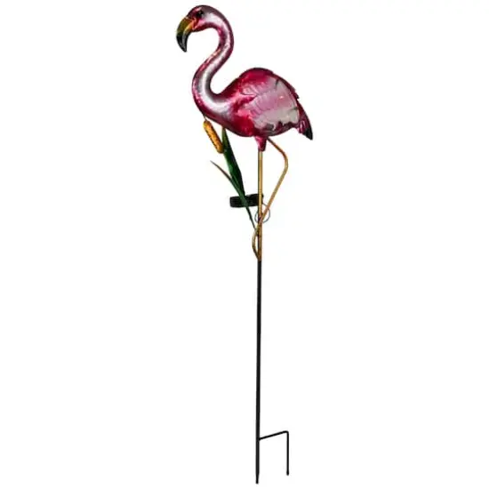 3ft. Solar Lighted Pink Flamingo Outdoor Garden Stake {5}
