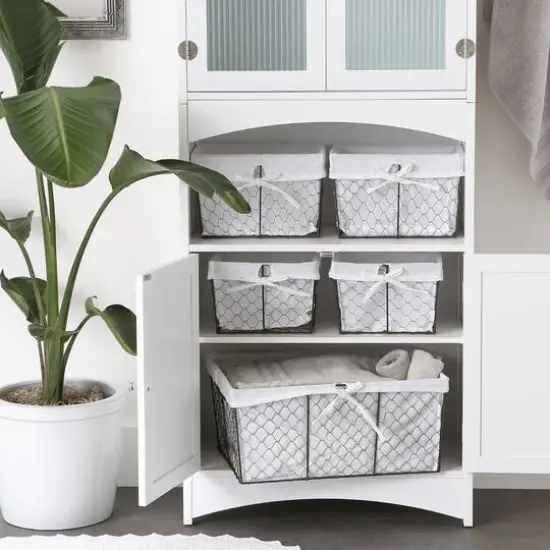 DII&reg; Vintage Gray Chicken Wire Basket with Bleached White Liner, 5ct. {5}