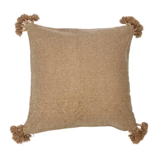 Hello Honey® Brown Square Canvas Pillow Cover with Tassels {1}