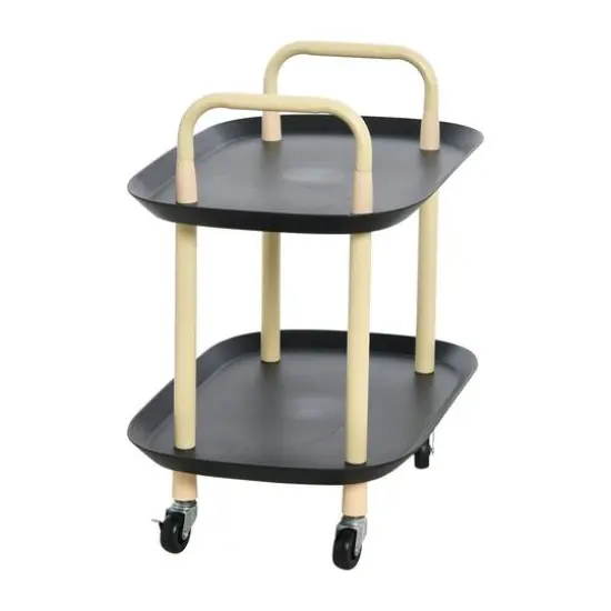 Hello Honey&reg; Main + Mesa&trade; 2-Tier Modern Plastic and Metal Trolley Black and Sand {6}