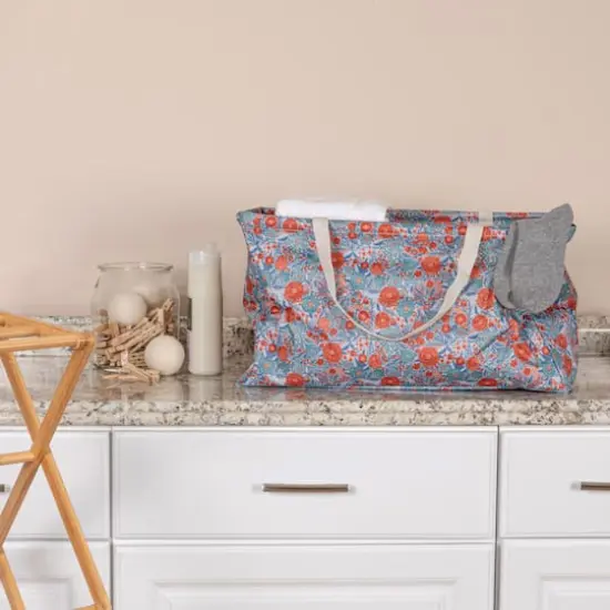 Household Essentials Large-Capacity Krush Utility Tote Blue/Pink Flower {3}