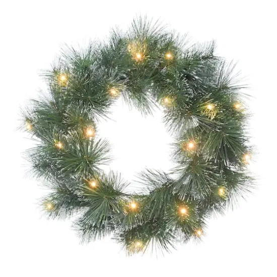 24" Pre-Lit LED Glittery Wreath {1}
