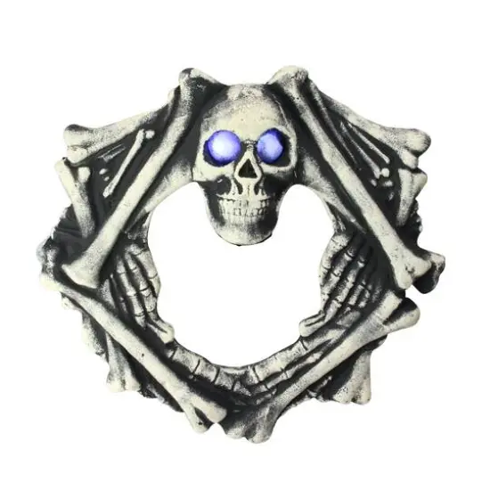 18.5'' Pre-Lit Skeleton Artificial Halloween Wreath {1}