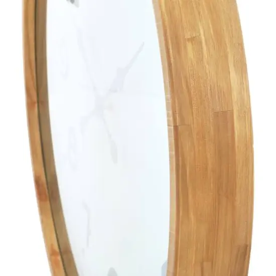 Hello Honey&reg; 29" Round Natural Wood and Metal Wall Clock {4}