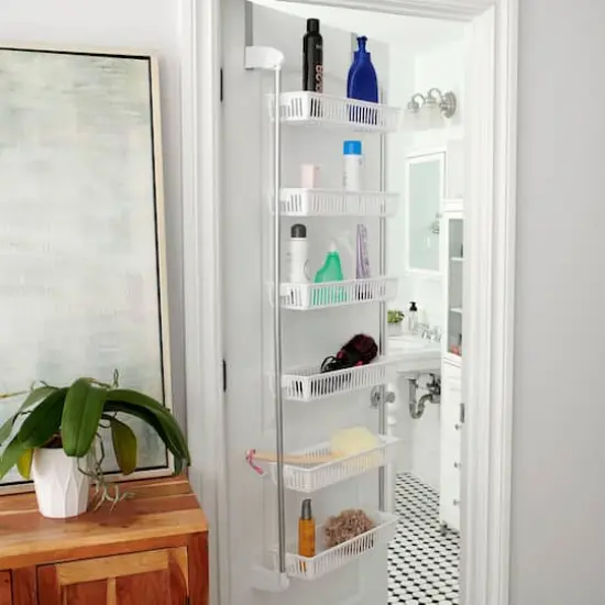 Household Essentials Over the Door Storage Rack White {3}