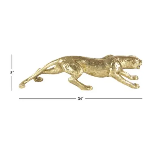34" Gold Polystone Glam Leopard Sculpture {9}
