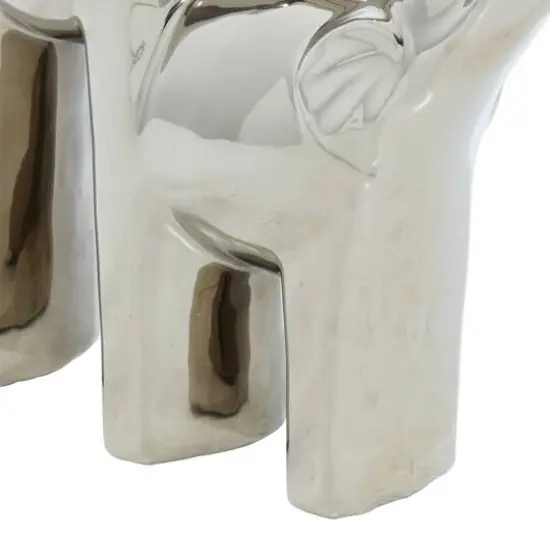 14" Silver Ceramic Contemporary Elephant Sculpture {8}