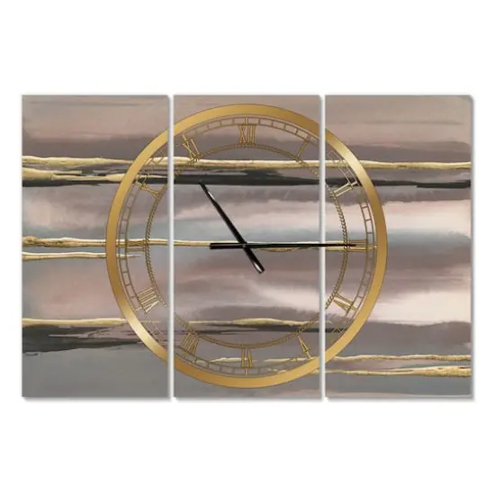 Designart 'Glamorous Morning Fog I Modern Multipanel Wall Clock {1}