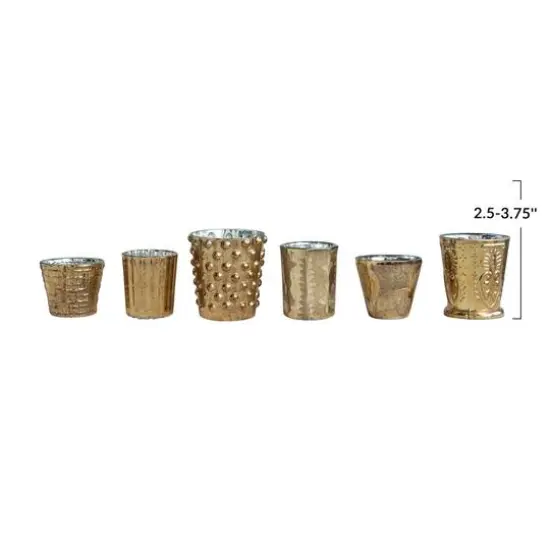 Hello Honey&reg; Gold Mercury Glass Votive Holder Set {5}
