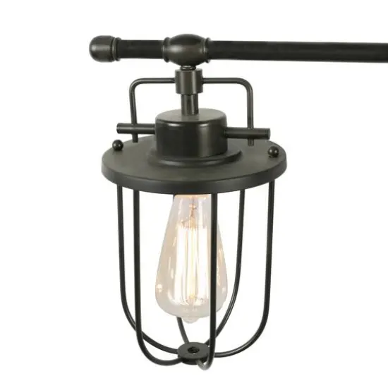 Hello Honey&reg; 28" Black Industrial Metal Cage 3-Light Wall Sconce {7}