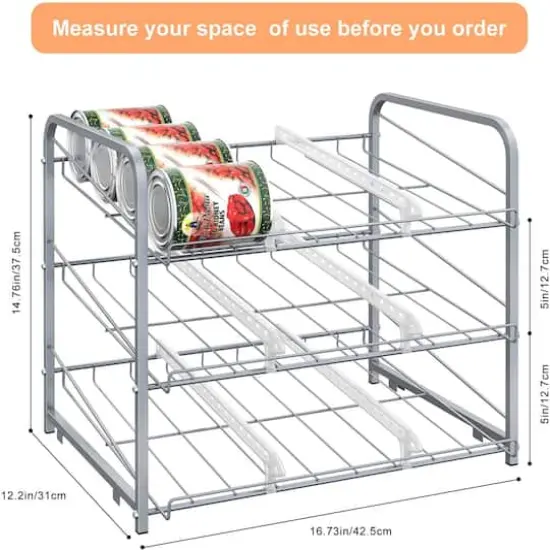 3-Tier Stackable Can Rack Organizer Silver {4}