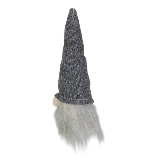 8" Metallic Gray Knit Gnome Head LED Ornament {3}