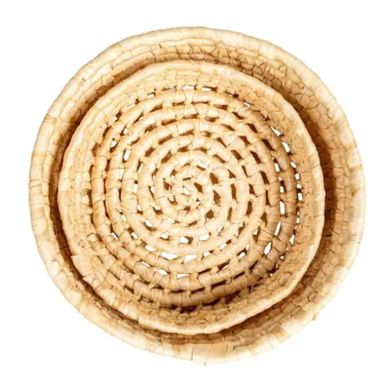 Household Essentials Natural Handwoven Corn Leaf Nestable Basket Set with Lids {4}