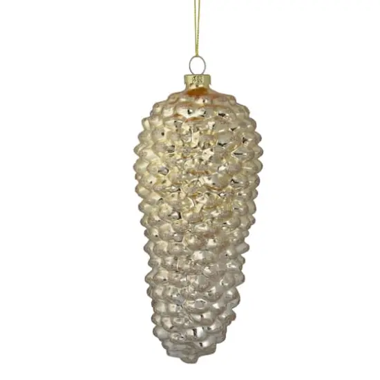 7.5" Gold Pinecone Glass Christmas Ornament {4}