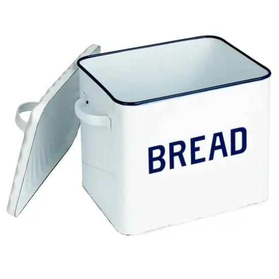 Hello Honey&reg; 13.5" White Chic Farmhouse Enameled Bread Box {7}