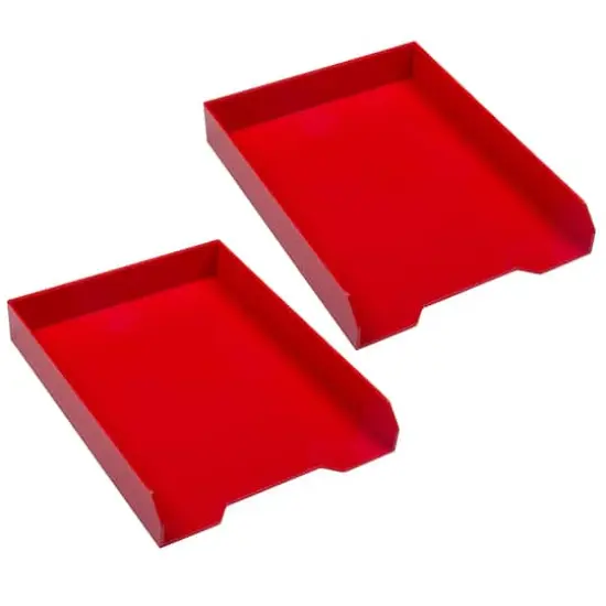 JAM Paper Red Stackable Office Desk Supply & Paper Organizer Set {4}