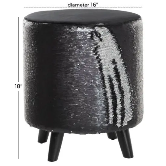 18" Sequin Contemporary Stool Silver/Black {7}