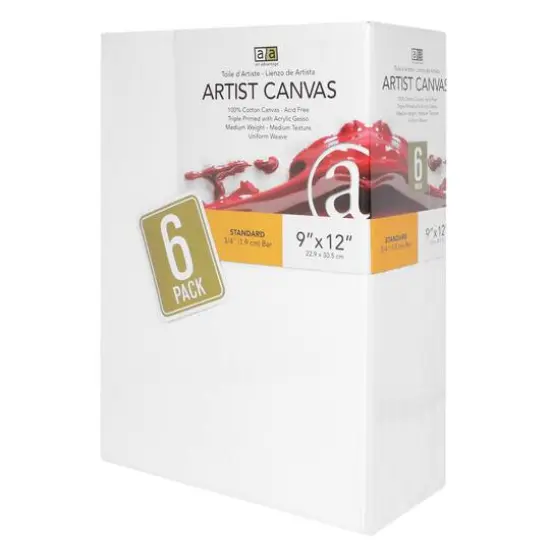 Art Advantage&reg; 6 Pack 9" x 12" Visual Edge Artist Canvas {1}
