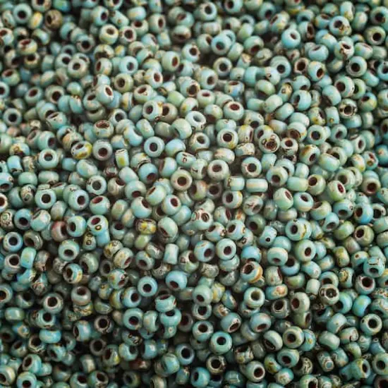 Miyuki&reg; 11/0 Glass Seed Beads, 22g Opaque Turquoise Blue Picasso {1}