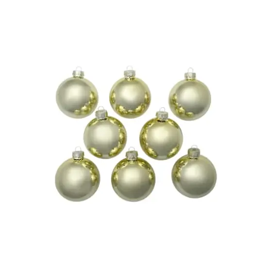Whitehurst 8ct. 3.25" Shiny Glass Ball Ornaments Gold Shiny {3}