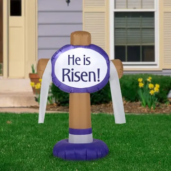 3.5ft. Airblown&reg; Inflatable Easter He is Risen Sign {3}