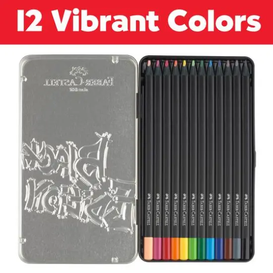 Faber-Castell&reg; 12 Color Black Edition Colored Pencil Tin Set {4}