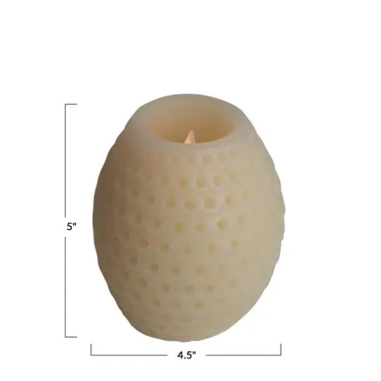 Hello Honey&reg; 5" Ivory LED Debossed Pillar Candle {5}