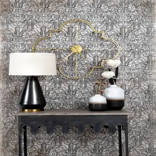 Hello Honey&reg; 36" Rustic Farmhouse Metal Console Table with Solid Wood Top Distressed Gray {3}