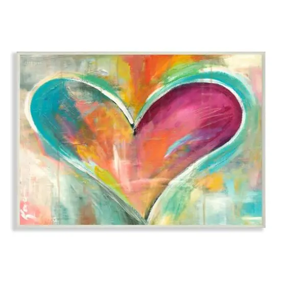 Stupell Industries Abstract Colorful Heart Wooden Wall Plaque {1}