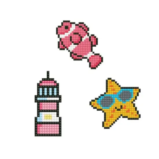 Diamond Dotz&reg; Beginner Bubbles, Fish, Starfish, Light House DOTZIES Stickers Diamond Painting Artwork Kit {1}