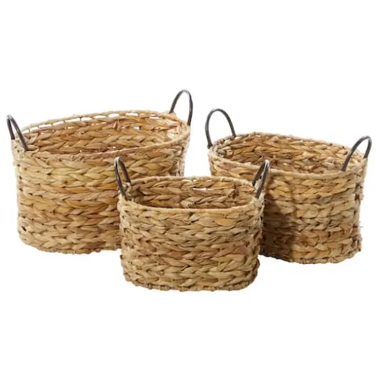 Brown Metal Natural Storage Basket Set {1}