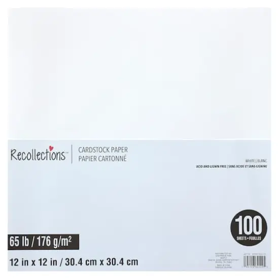 White 12" x 12" Cardstock Paper by Recollections&trade;, 100 Sheets {1}