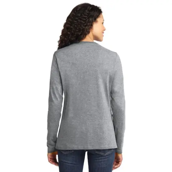 Port & Company&reg; Core Cotton Neutrals Long Sleeve Ladies T-Shirt Athletic Heather {6}