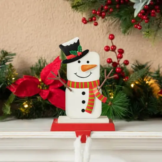 Glitzhome&reg; 7.5" Christmas Snowman Stocking Holder Set {5}