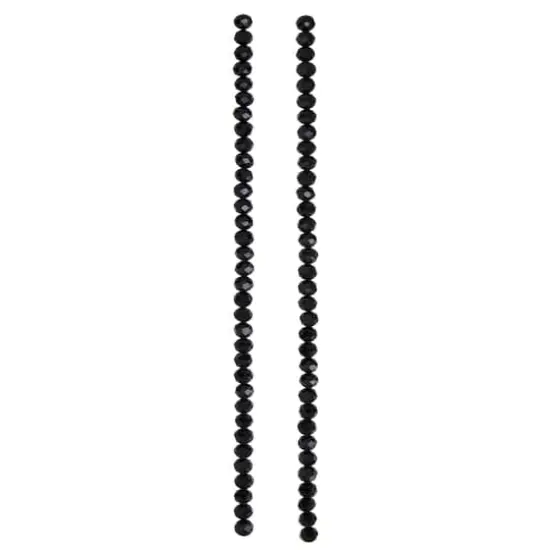 Black Faceted Glass Rondelle Beads, 6mm by Bead Landing&trade; {4}