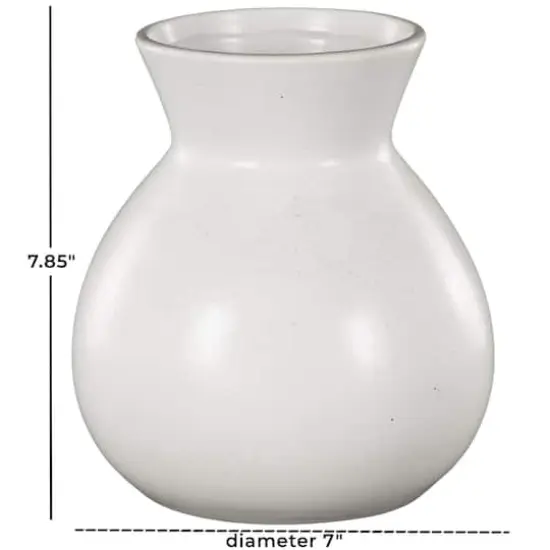 8" White Speckled Ceramic Minimalistic Vase {6}