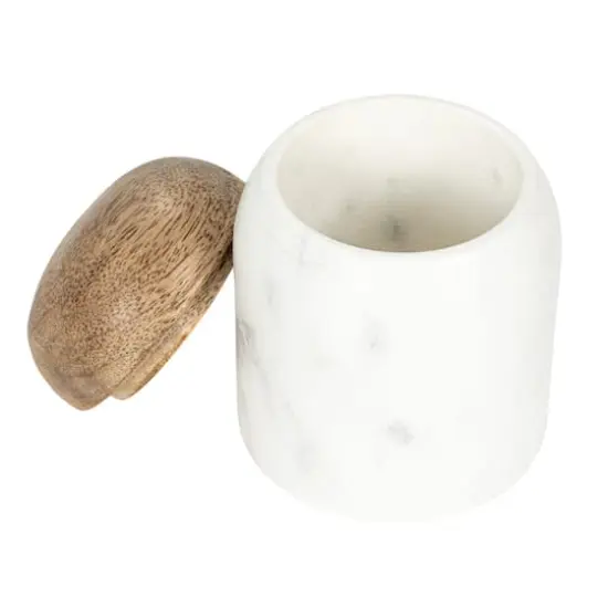 Hello Honey® 4" White Marble & Mango Wood Pinch Pot with Lid {7}