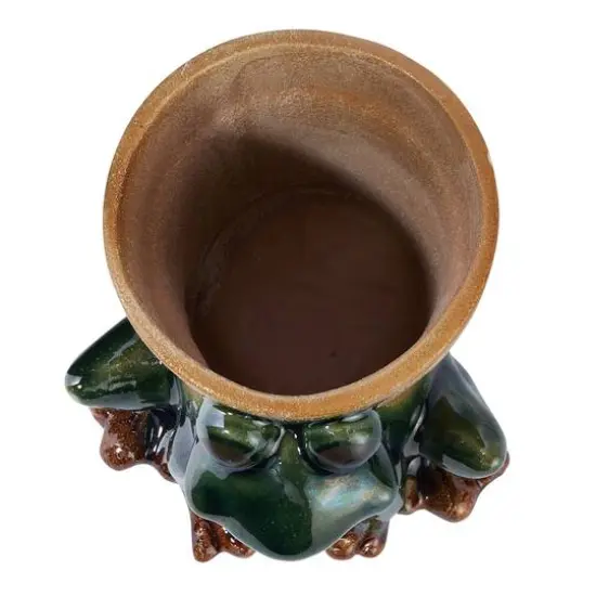 Hello Honey&reg; 5.5" Green Stoneware Frog Planter {4}