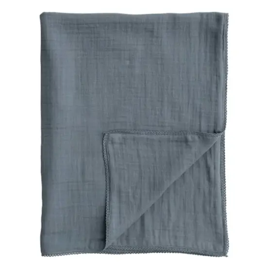 Hello Honey&reg; Double Cloth Cotton Baby Blanket with Trim Blue {8}