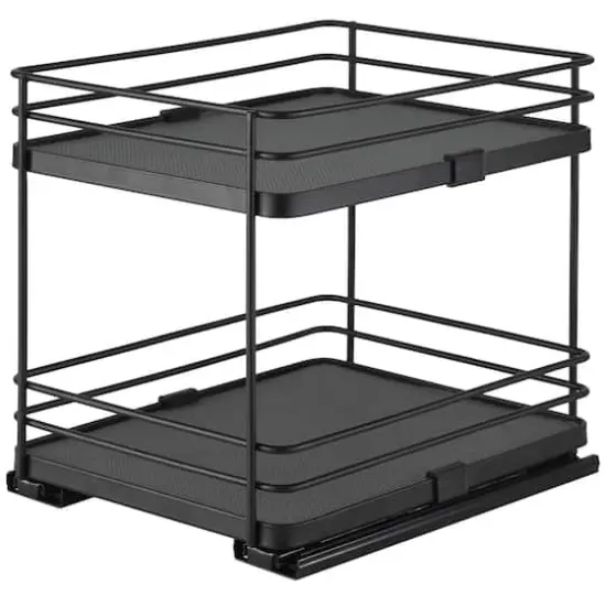 Organize It All Matte Black 2-Tier Slide Out Shelf Organizer {1}