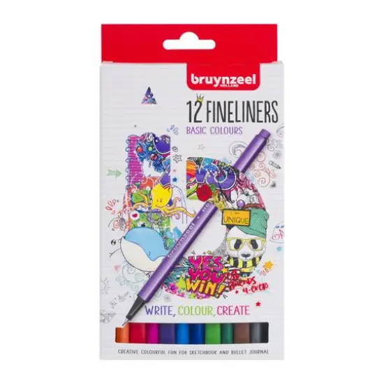 Bruynzeel Fineliner Basic 12 Color Pen Set {1}