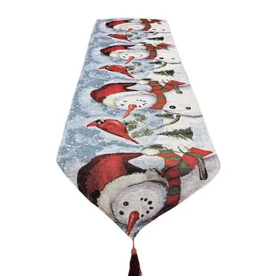 Wizardi 13.75" x 67" Joyful Snowmen Christmas Table Runner {1}