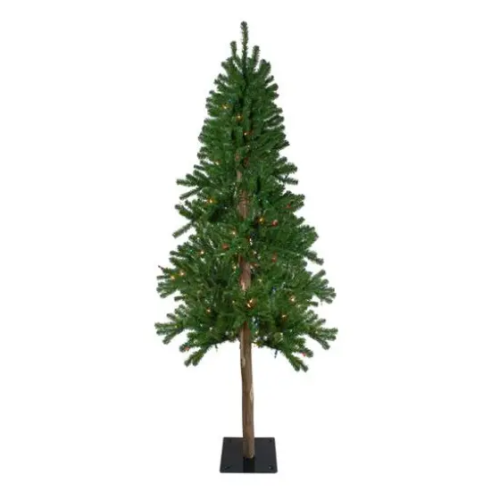6ft. Pre-Lit Alpine Artificial Christmas Tree, Multicolor Lights {1}