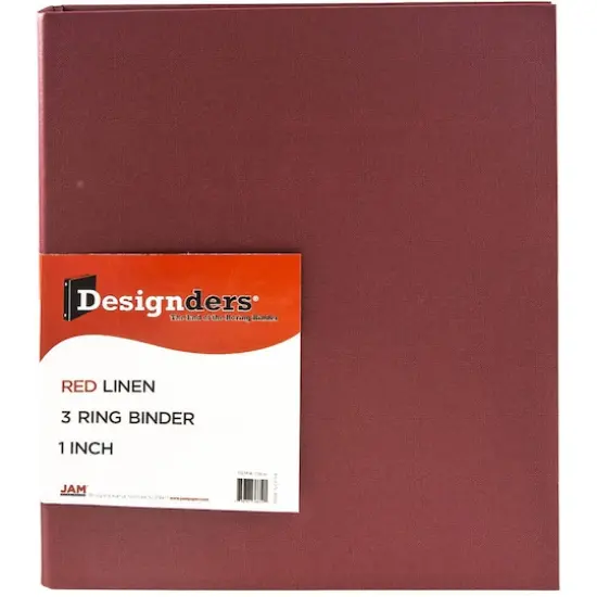 JAM Paper Designders&reg; 1" Red Linen 3 Metal Rings Binder, 2ct. {4}