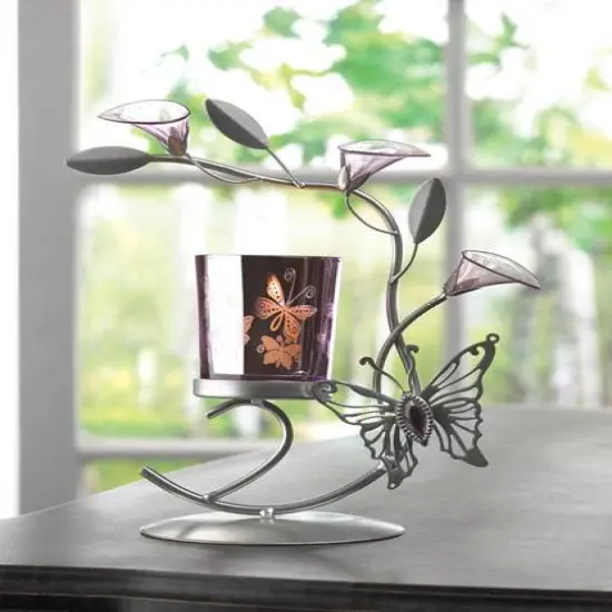 8'' Butterfly Lily Candle Holder {3}