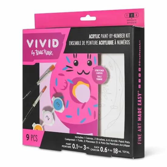 VIVID by Brea Reese&reg; Cat Donut Acrylic Paint-by-Number Kit {6}