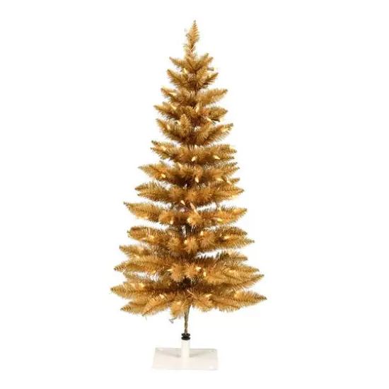 3ft. Pre-Lit Gold Pencil Fir Artificial Christmas Tree, Warm White Dura-Lit&reg; LED Lights {1}