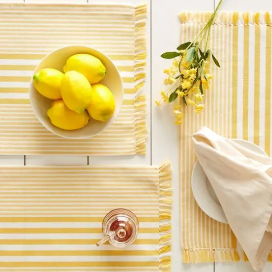 DII&reg; Deep Yellow Stripes With Fringe Placemats, 6ct. {5}